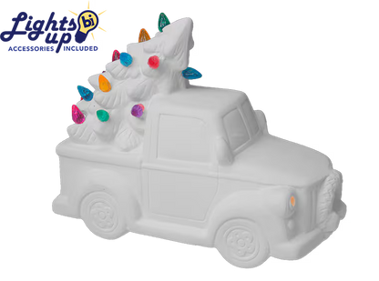 Lighted Christmas Tree Truck Bisqueware