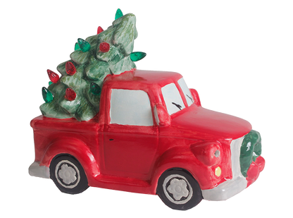 Lighted Christmas Tree Truck Bisqueware