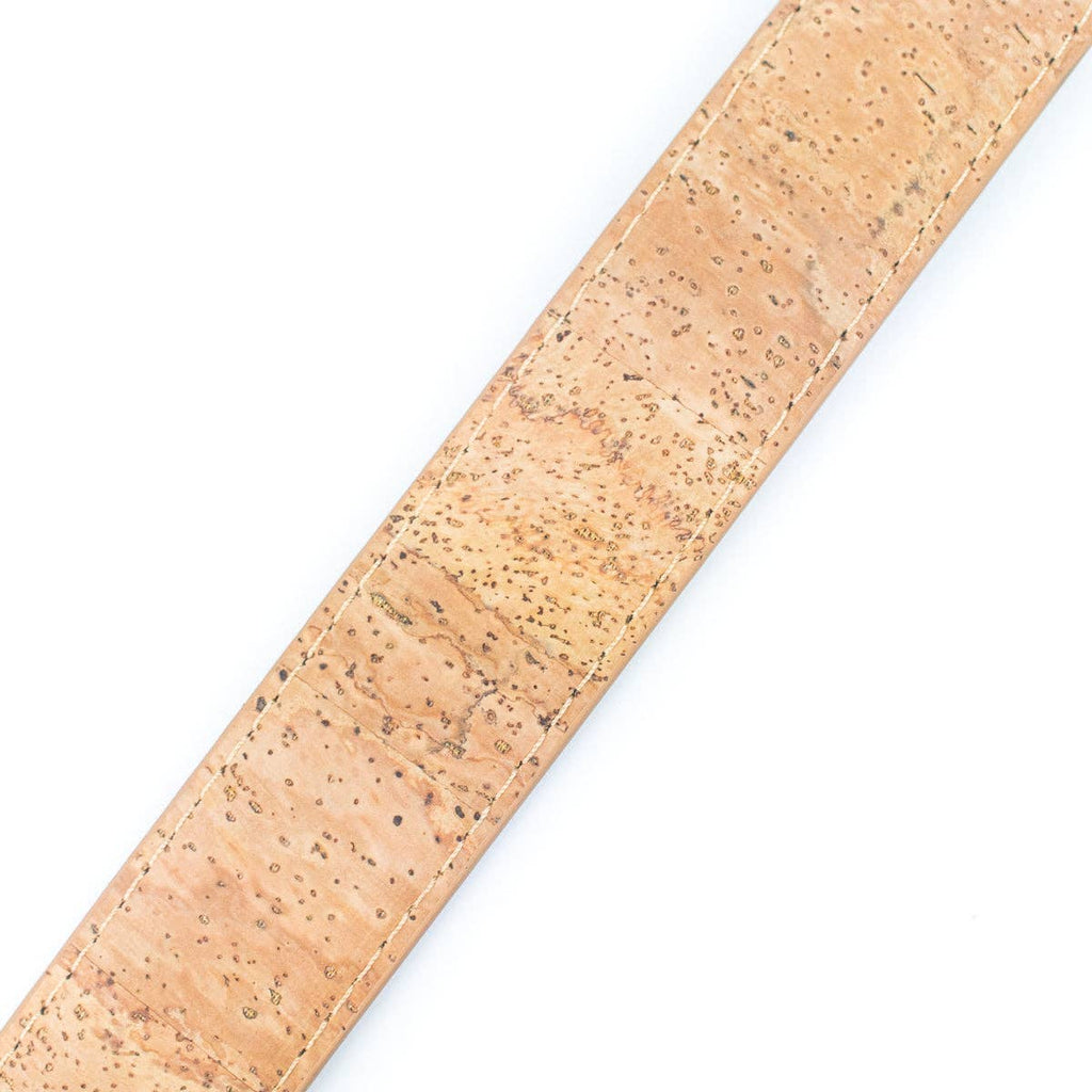 Natural Cork Men's Belt Wide withThick Black Metal
