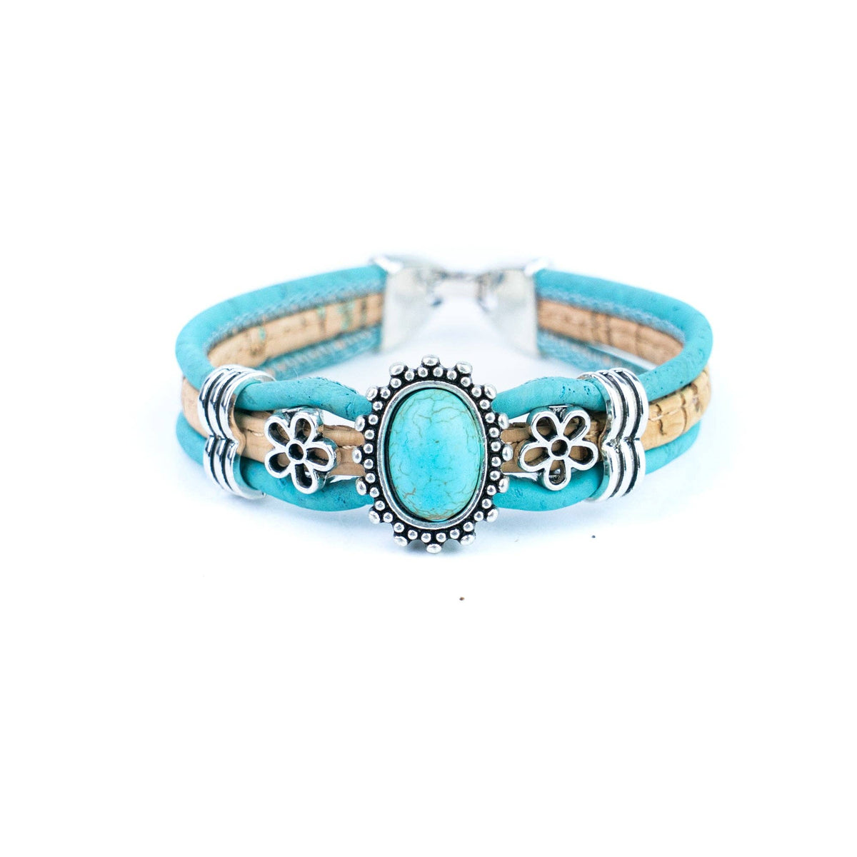 Turquoise Stone Handmade Cork Bracele