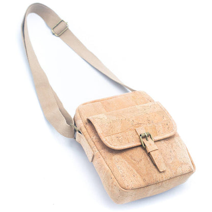 Natural Cork Men's Crossbody Bag Magnetic Closure