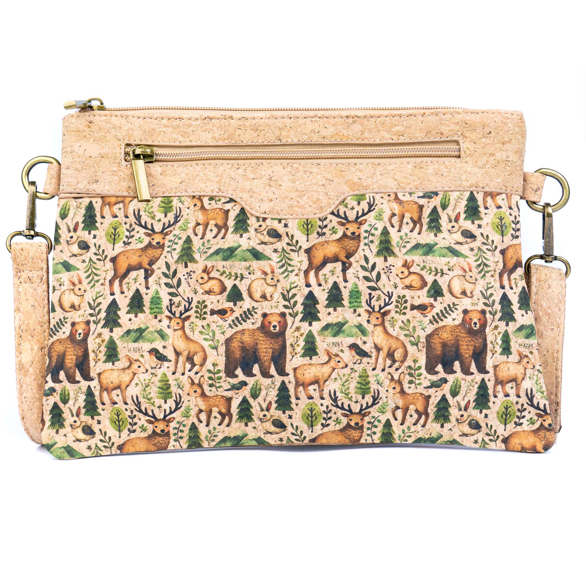 Printed Natural Cork Crossbody Bag & Clutch