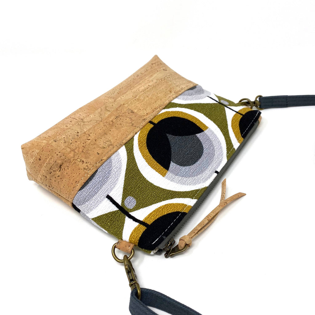 Geo Olive Organic Cotton & Cork Crossbody