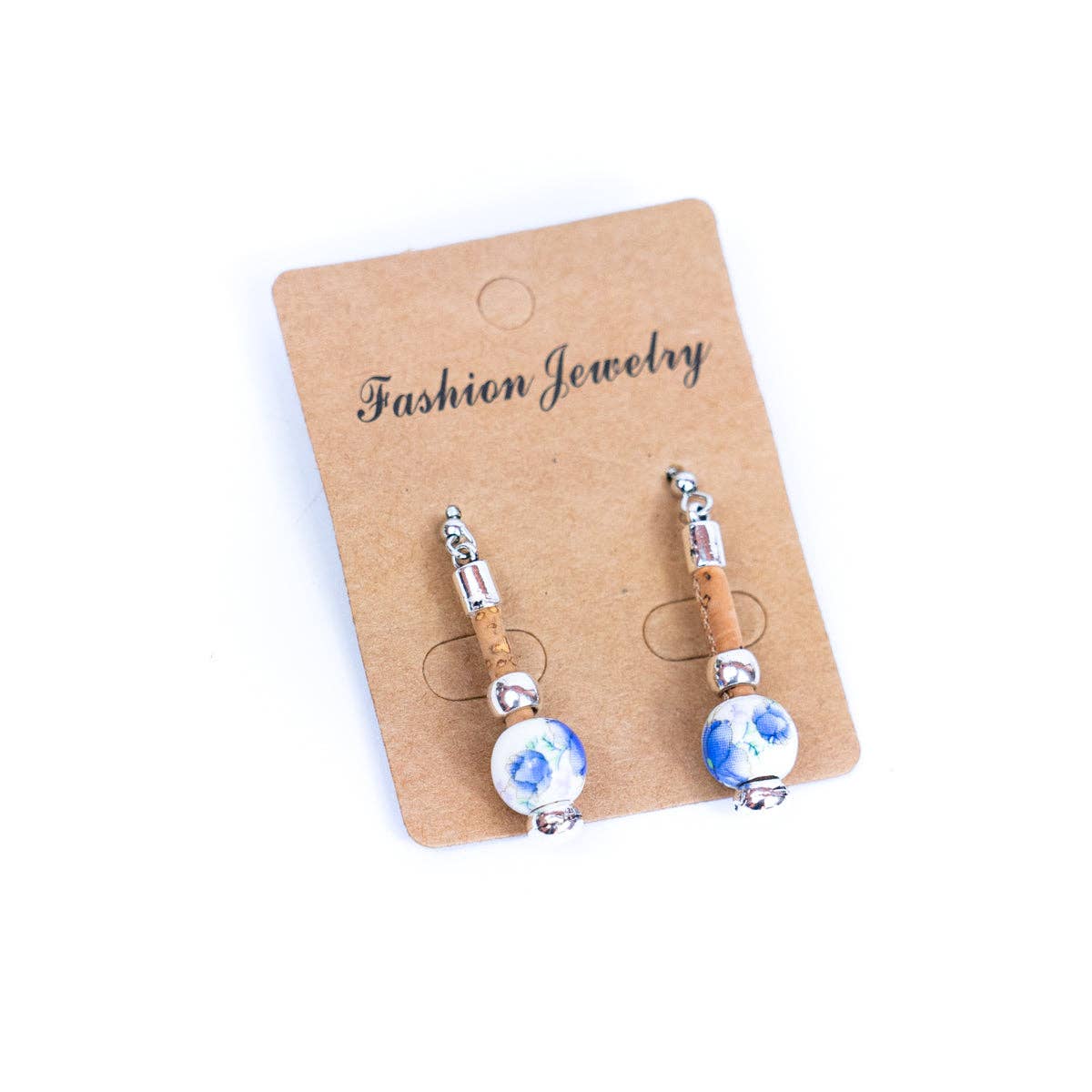 Ceramic beads & Cork handmade earrings