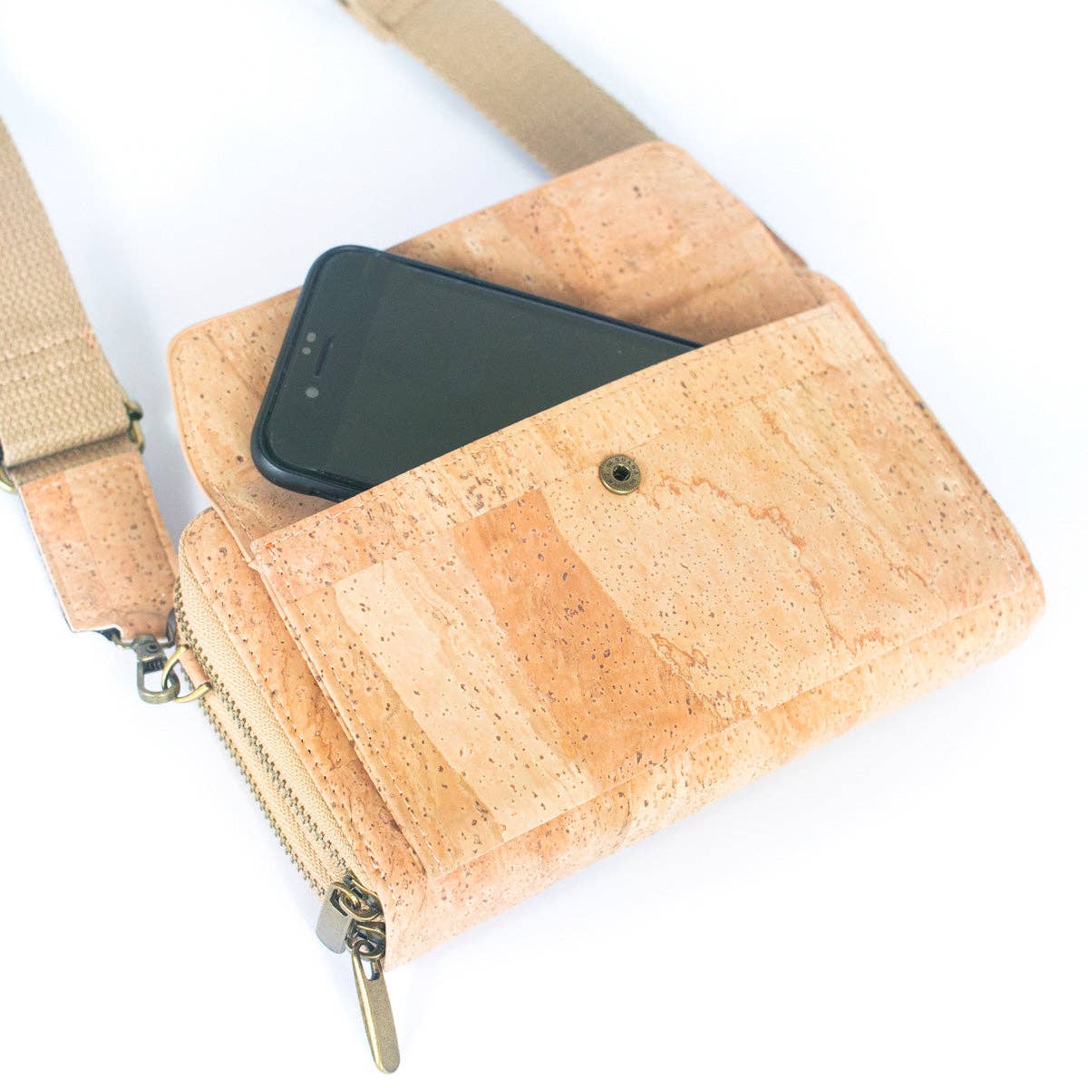 Front Pocket Cork Crossbody Wallet & Mobile Phone Bag