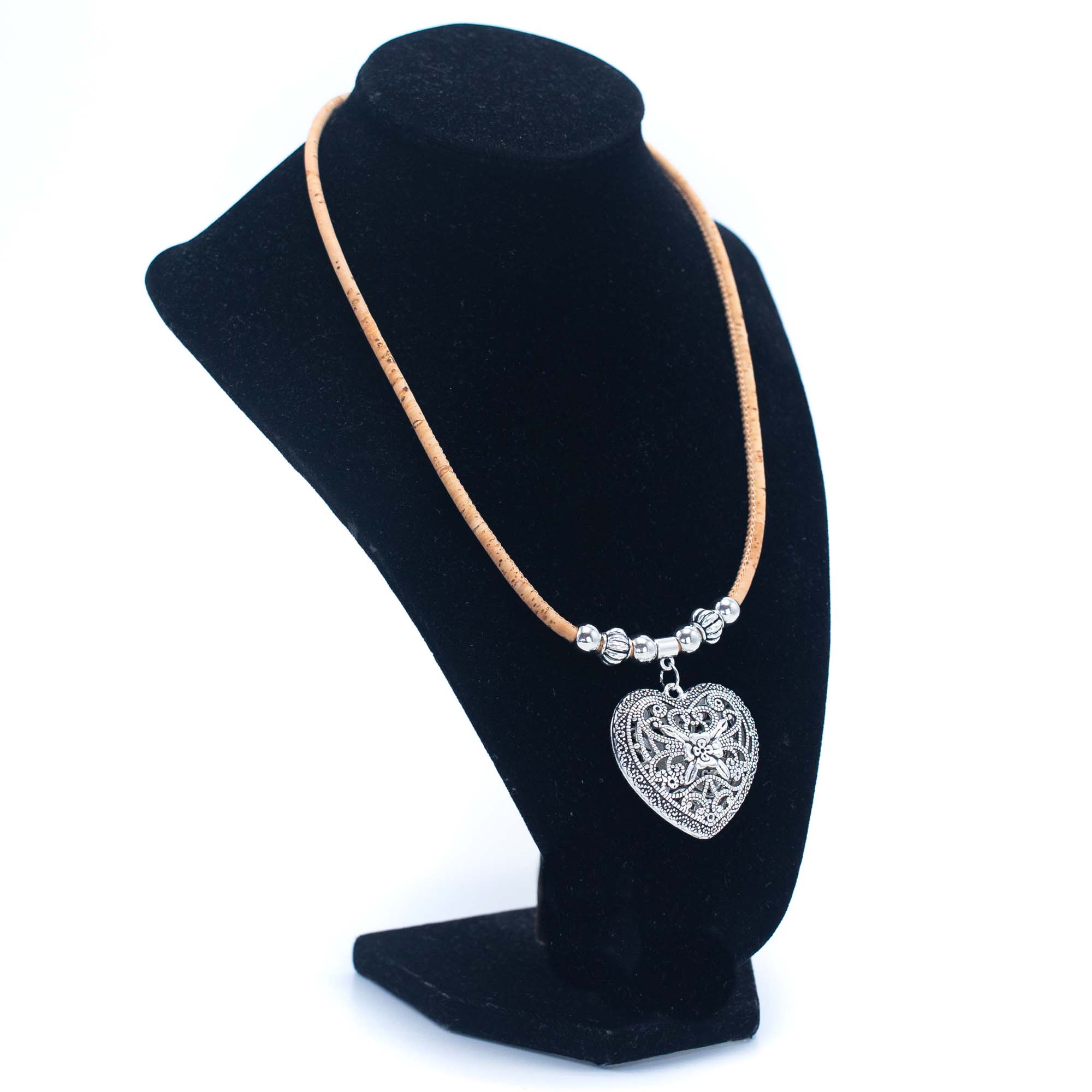 Heart pendant Colorful Cork Necklace cork  necklace