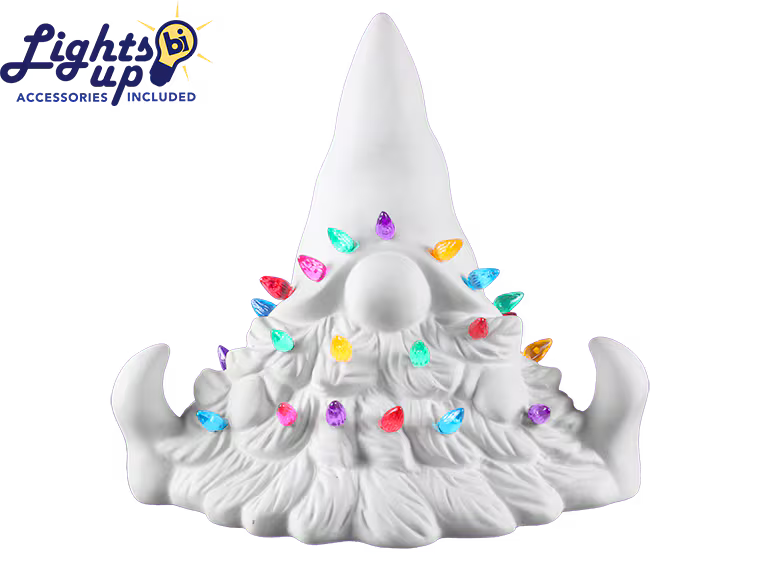 Lighted Tree Bearded Gnome Bisqueware