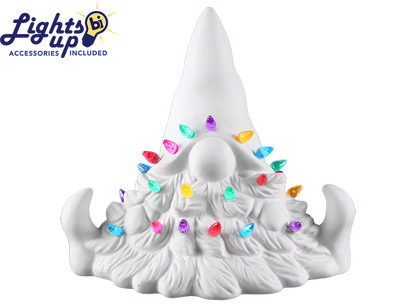 Lighted Tree Bearded Gnome Bisqueware