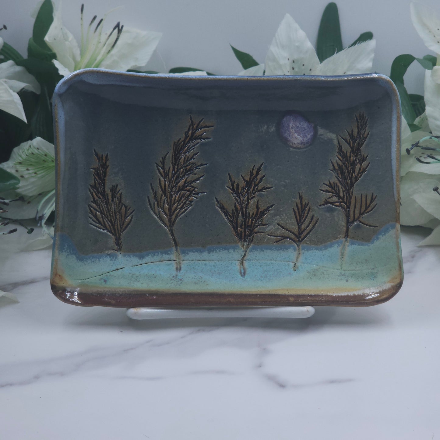 Snack Plate w/Branches handmade pottery