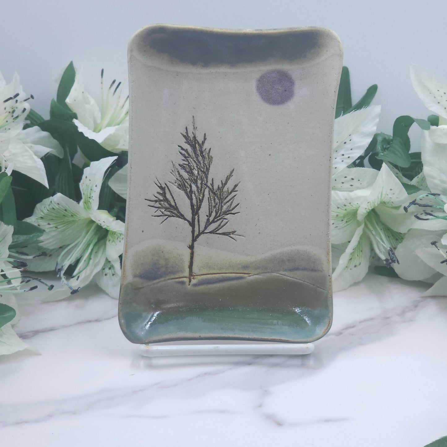 Snack Plate w/Branches handmade pottery