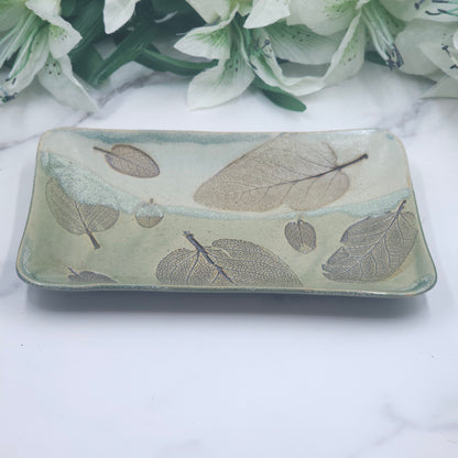 Snack Plate w/Leaves handmade pottery