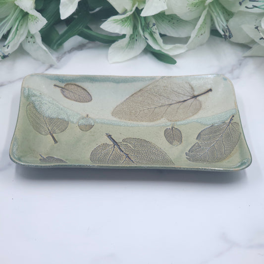 Snack Plate w/Leaves handmade pottery