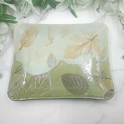 Sandwich Plate w/Leaves handmade pottery