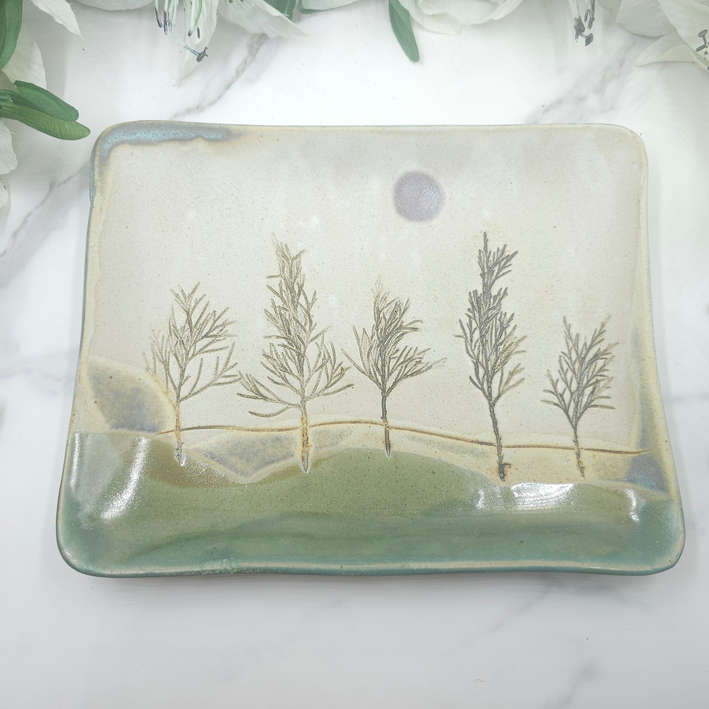 Sandwich Plate w/Branches handmade pottery