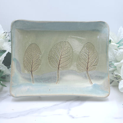 Sandwich Plate w/Leaves handmade pottery