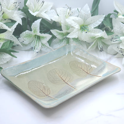 Sandwich Plate w/Leaves handmade pottery