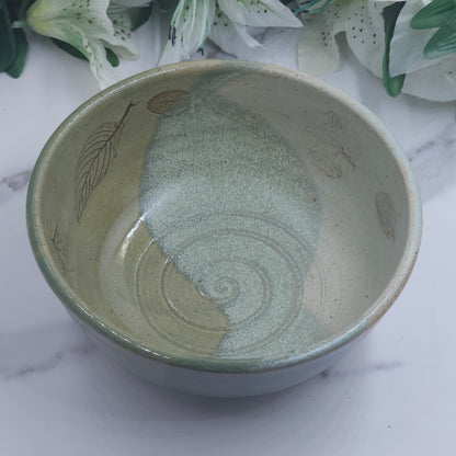 Cereal Bowl w/ Leaves handmade pottery