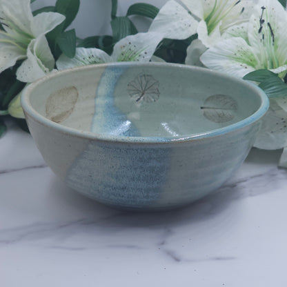 Cereal Bowl w/ Leaves handmade pottery