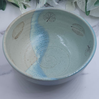 Cereal Bowl w/ Leaves handmade pottery