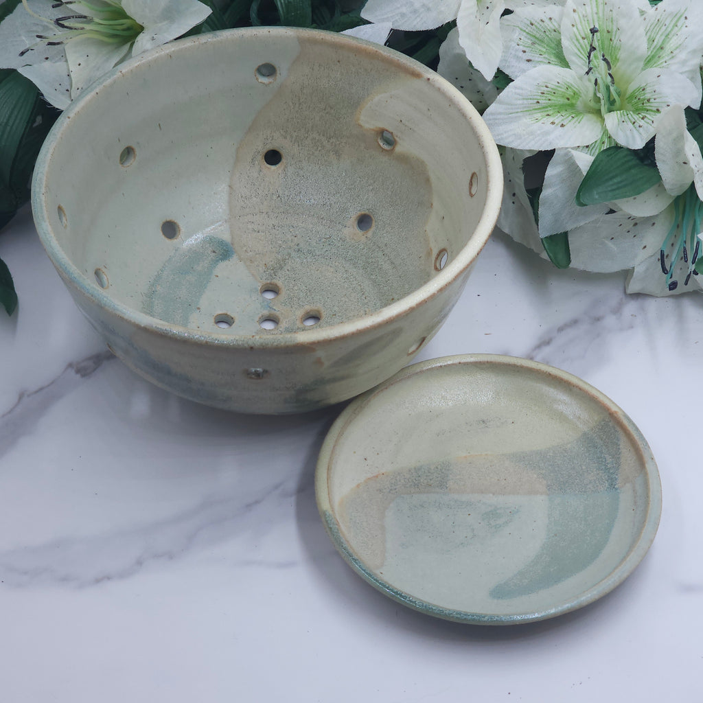 Berry Bowl w/dish handmade pottery