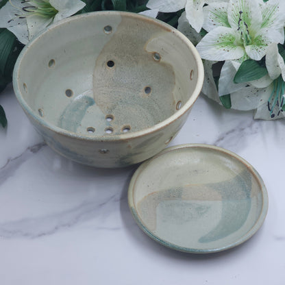 Berry Bowl w/dish handmade pottery