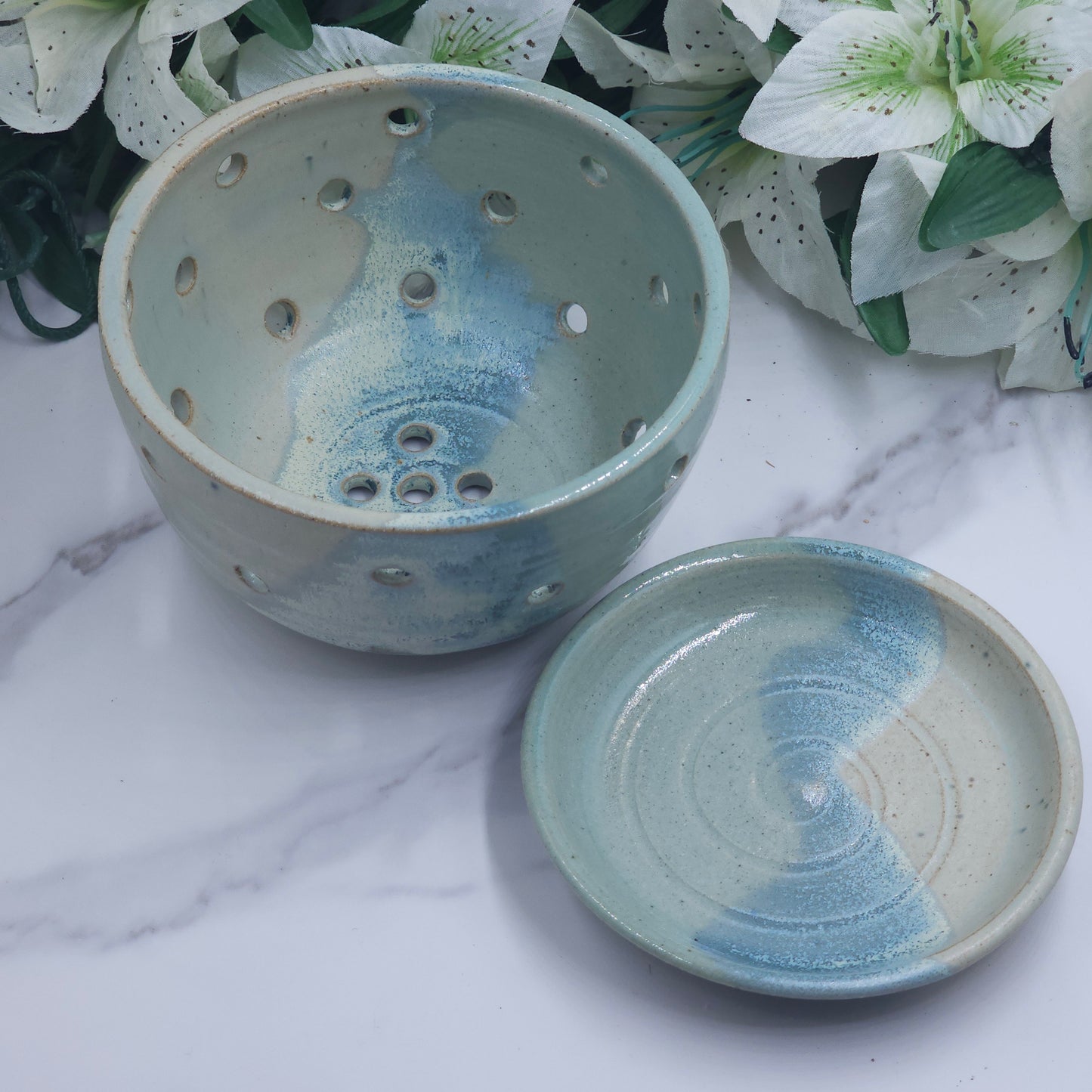 Berry Bowl w/dish handmade pottery