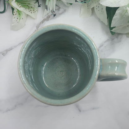 Wide Mug w/ Leaves handmade pottery