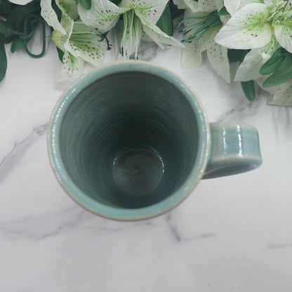 Tall Mug w/ Leaves handmade pottery