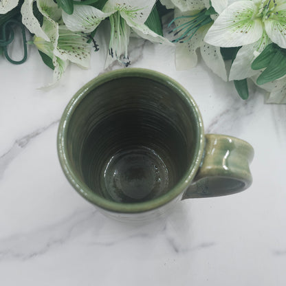 Tall Mug w/ Leaves handmade pottery