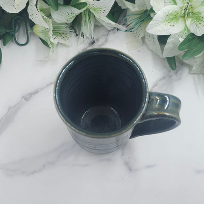 Tall Mug w/ Leaves handmade pottery