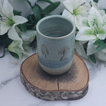 Sipper Cup w/ Leaves handmade pottery