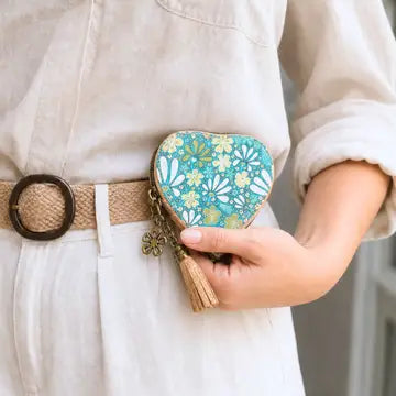 Heart Cork Coin Purse w/ Tassel Zipper Pouch