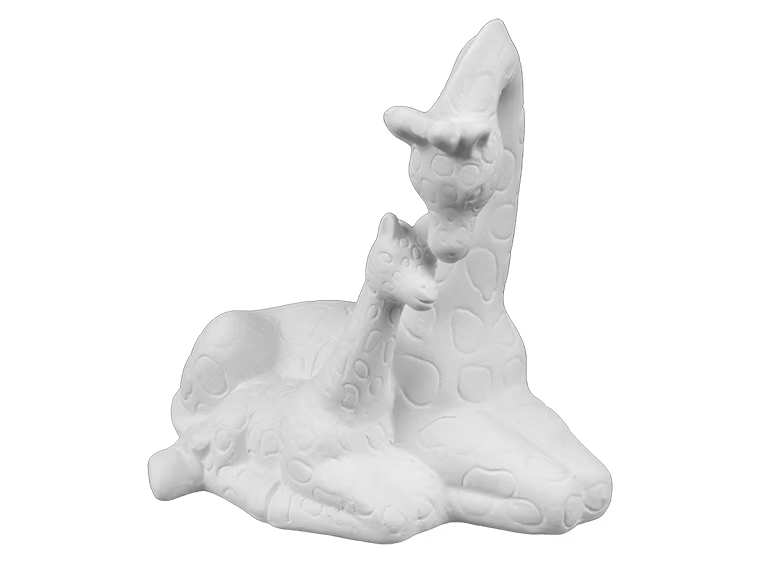 Mama and Baby Giraffe Figurine Bisqueware