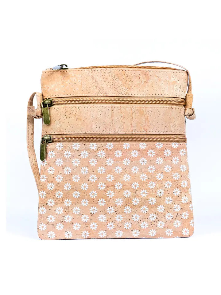 Cork  Double Zip Crossbody Bag