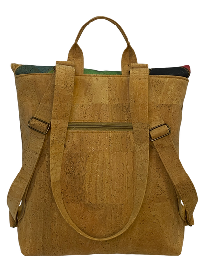 Natural ivy backpack with patchwork