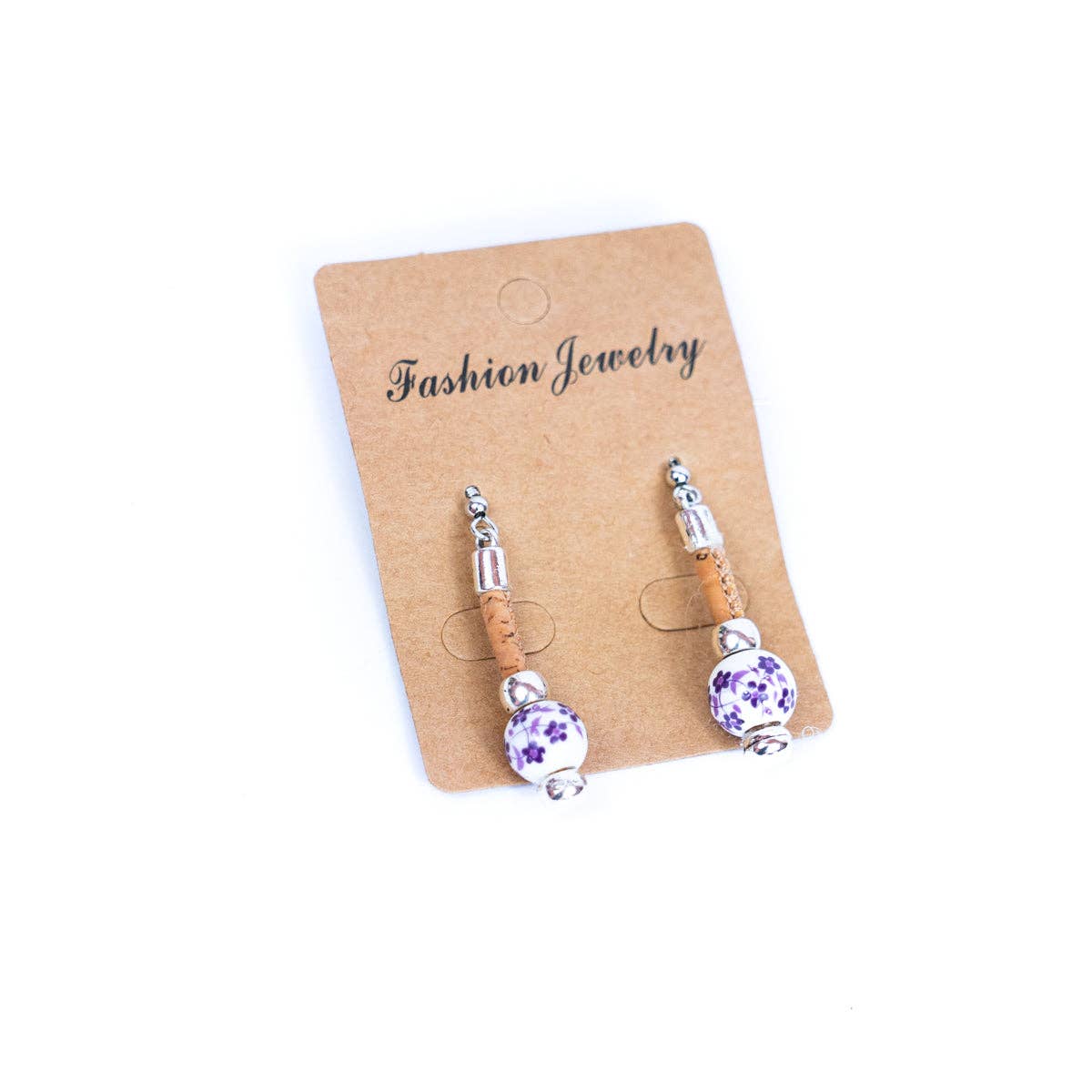 Ceramic beads & Cork handmade earrings