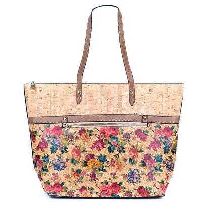 Printed Cork Tote Bag with PU Handle