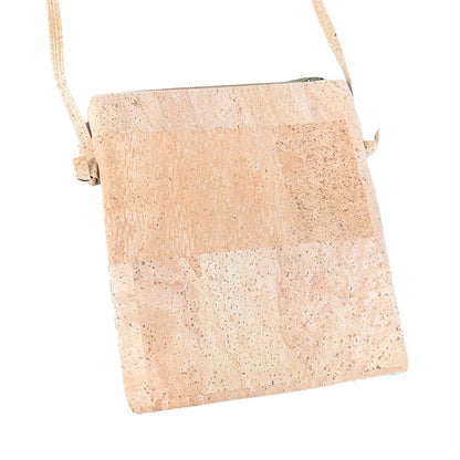 Cork Double Zip Flower print Crossbody Bag