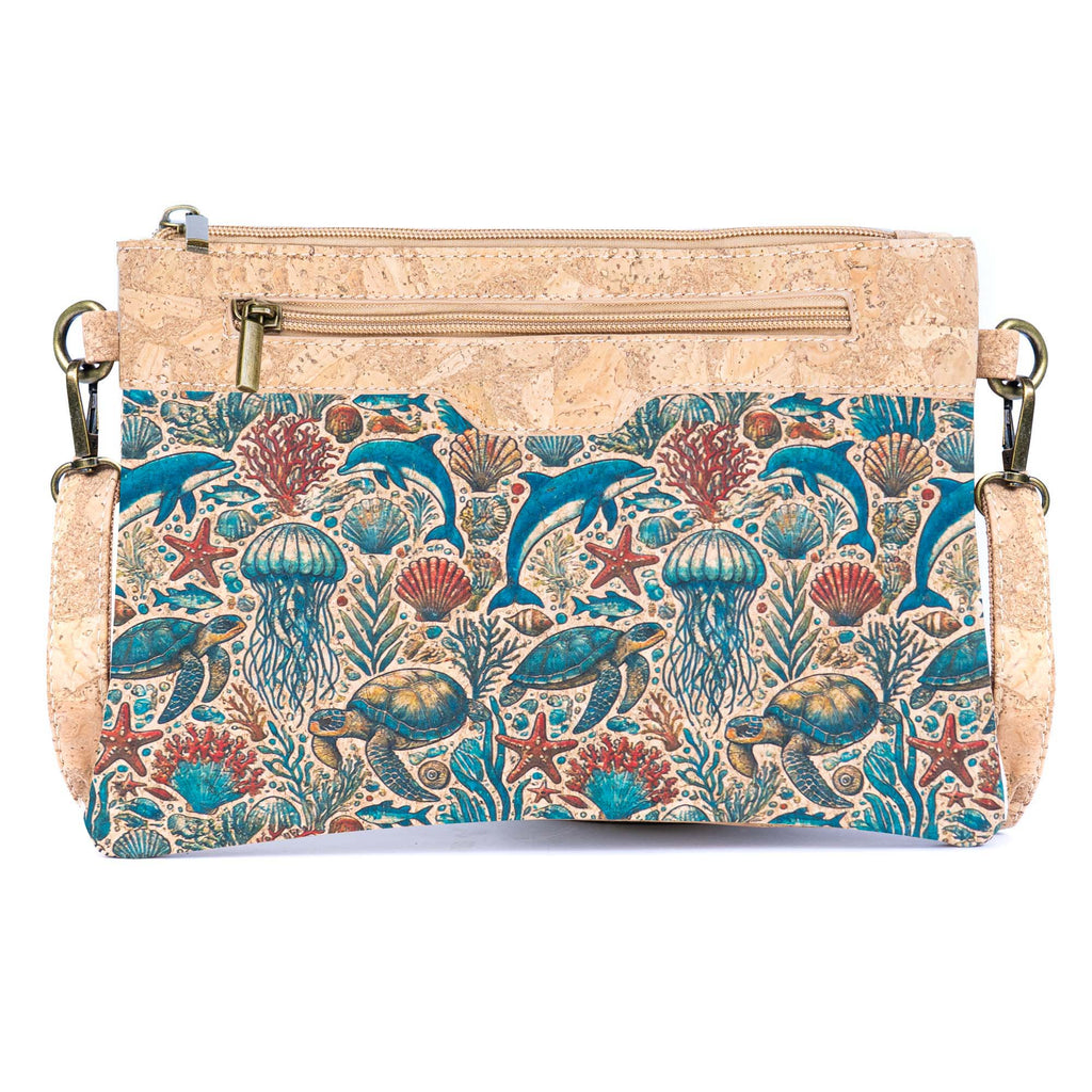 Printed Natural Cork Crossbody Bag & Clutch