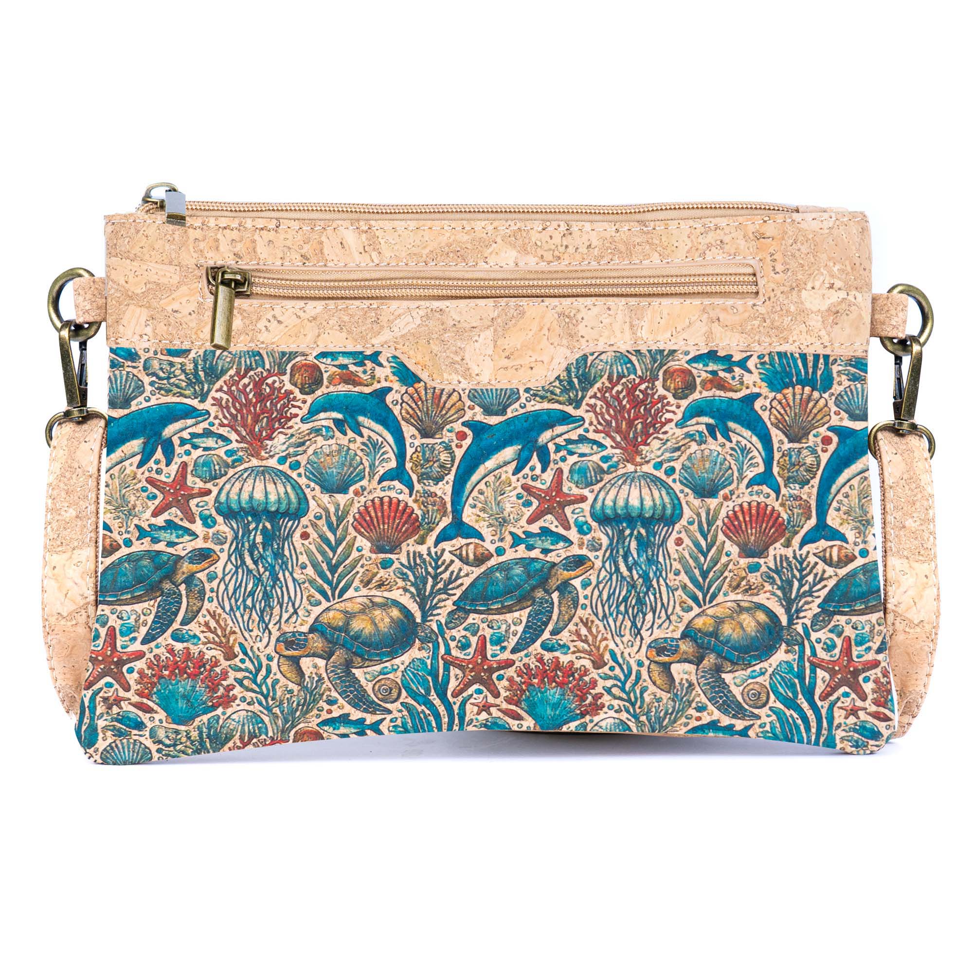 Printed Natural Cork Crossbody Bag & Clutch