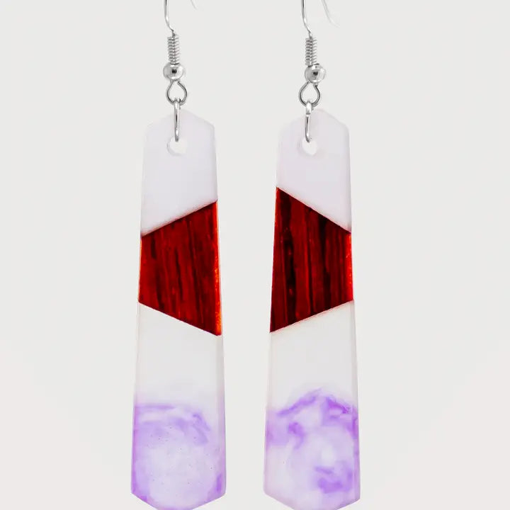 Purple Rain Wooden & Resin Earring