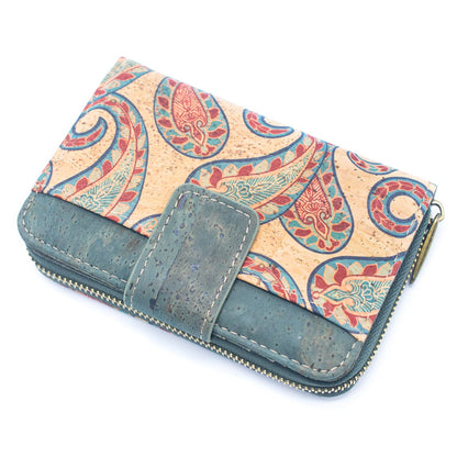 Turquoise Color Ladies Pattern Cork wallet