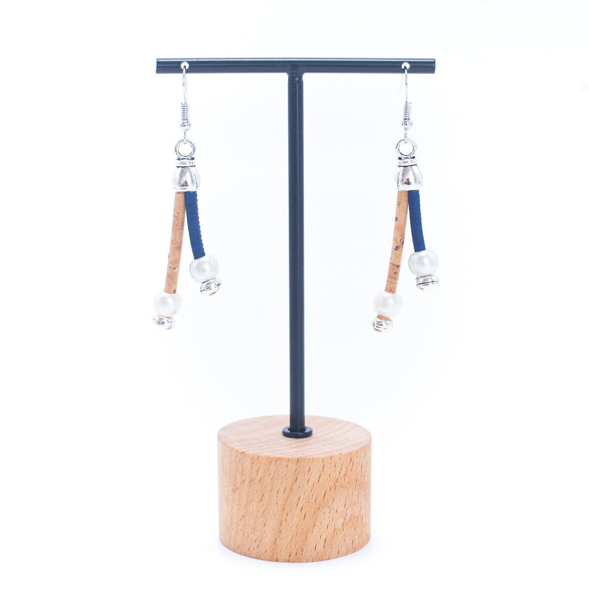 Dual color cork handmade earrings