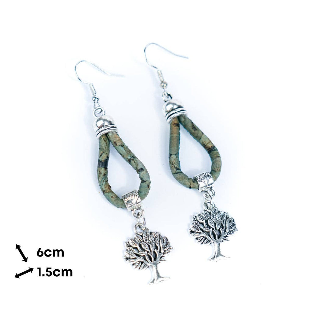 Tree cork Handmade women's earrings