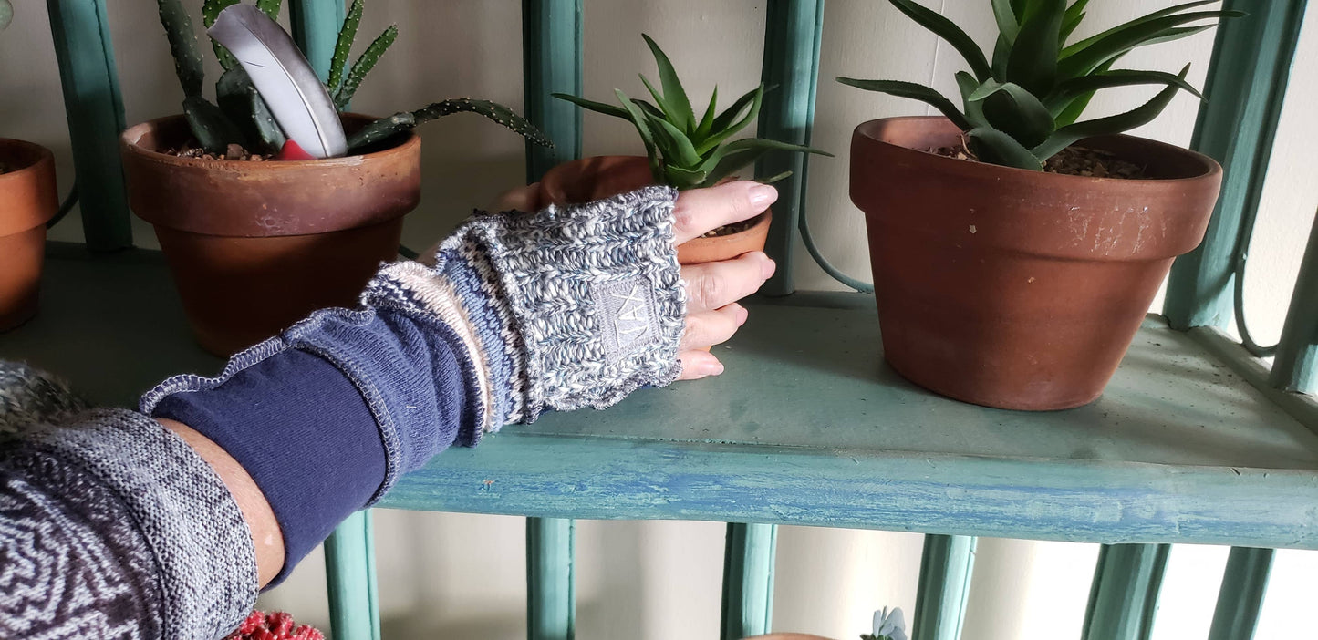 Fingerless Gloves Solid Color(s) rainbow Upcycled from sweaters