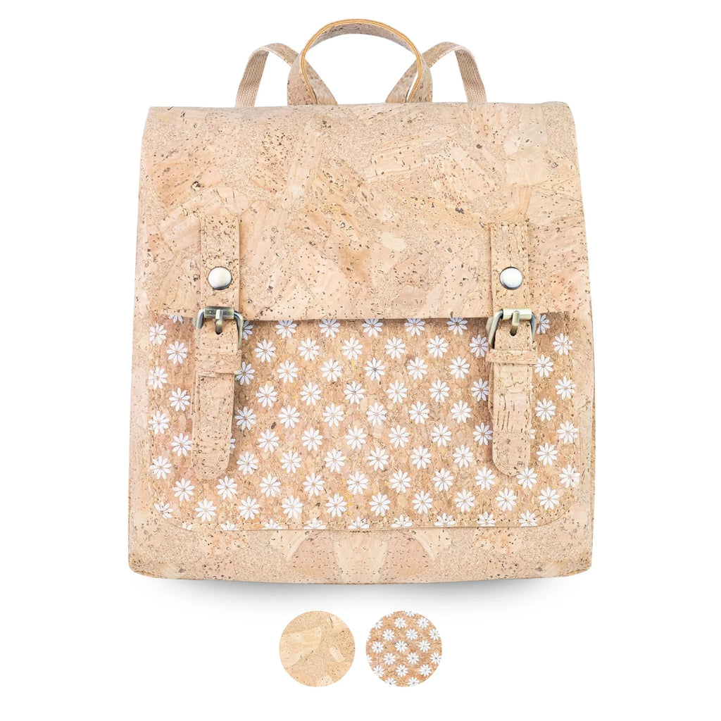 Nautral and floral Cork Backpack