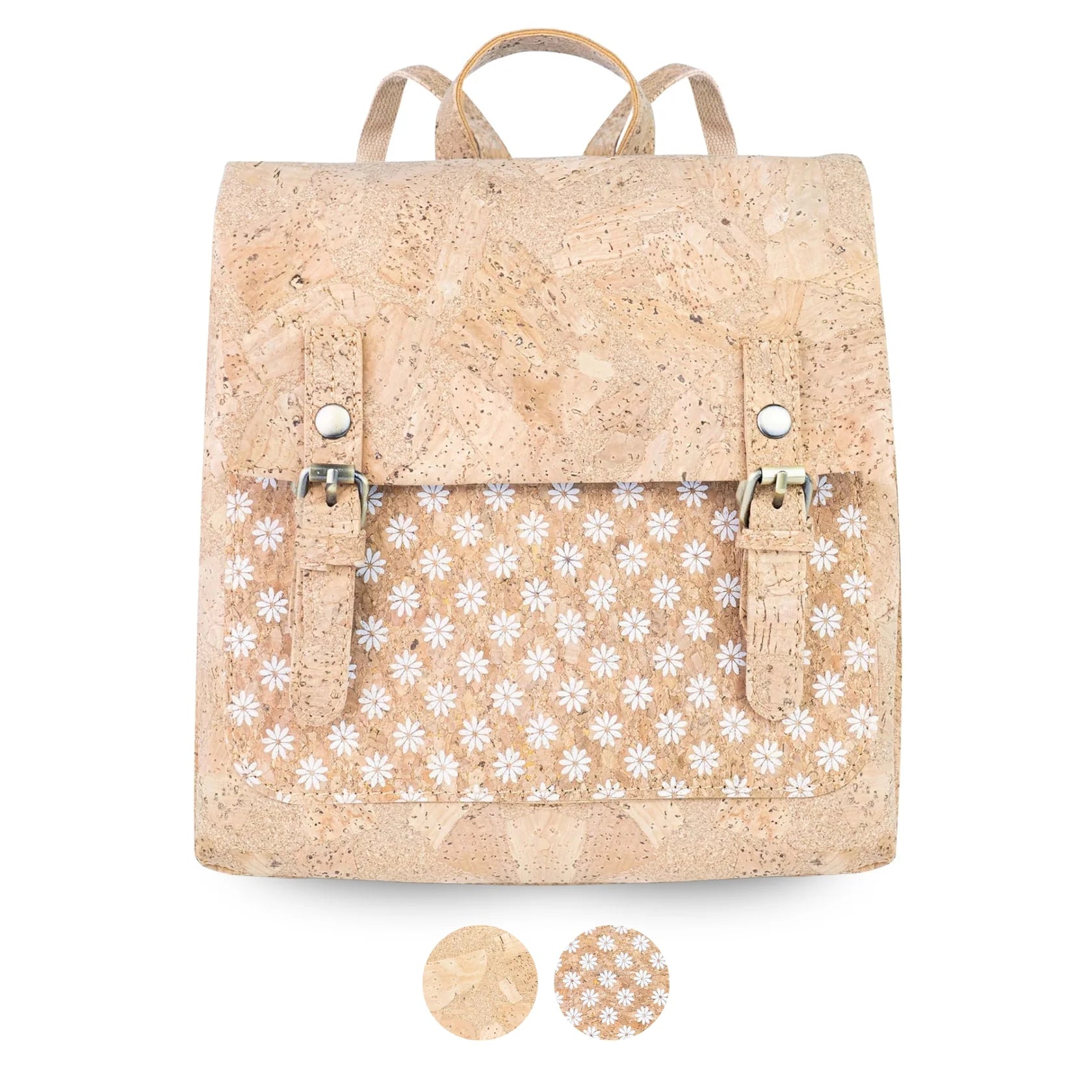 Nautral and floral Cork Backpack