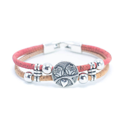 Rose Bead & Colorful Cork Bracelet