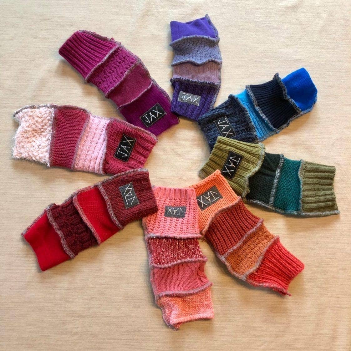 Fingerless Gloves Solid Color(s) rainbow Upcycled from sweaters