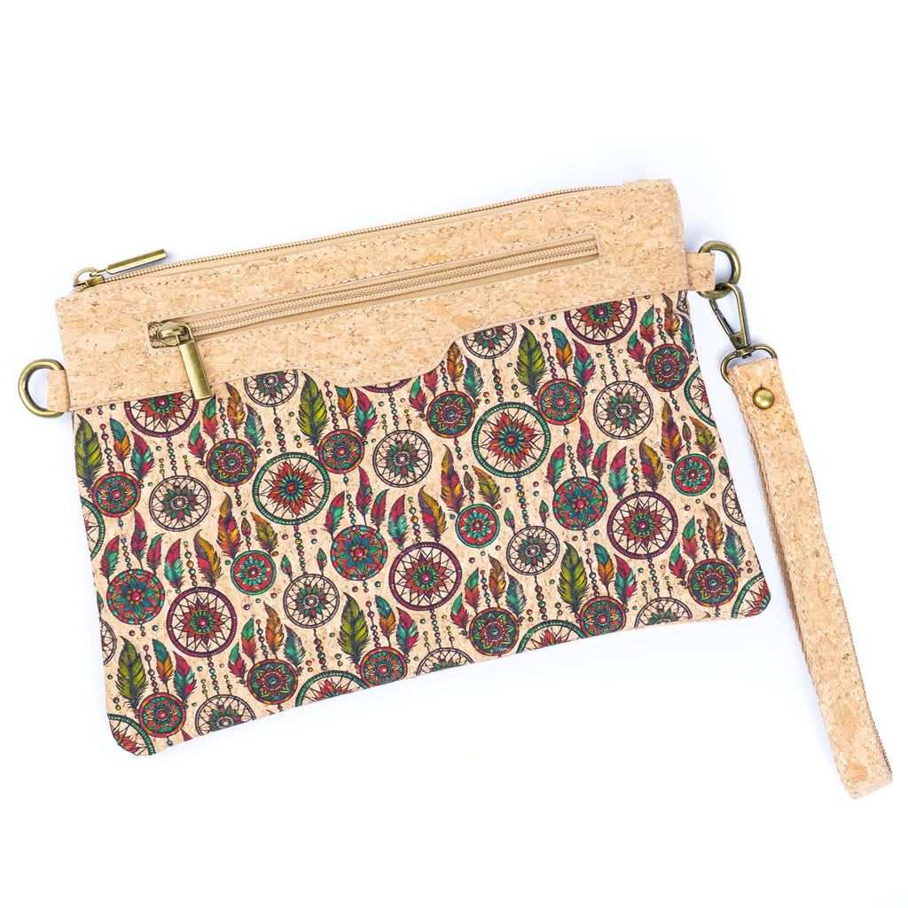 Printed Natural Cork Crossbody Bag & Clutch